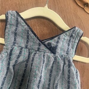 100% cotton Blue striped pattern jumpsuit with buttons